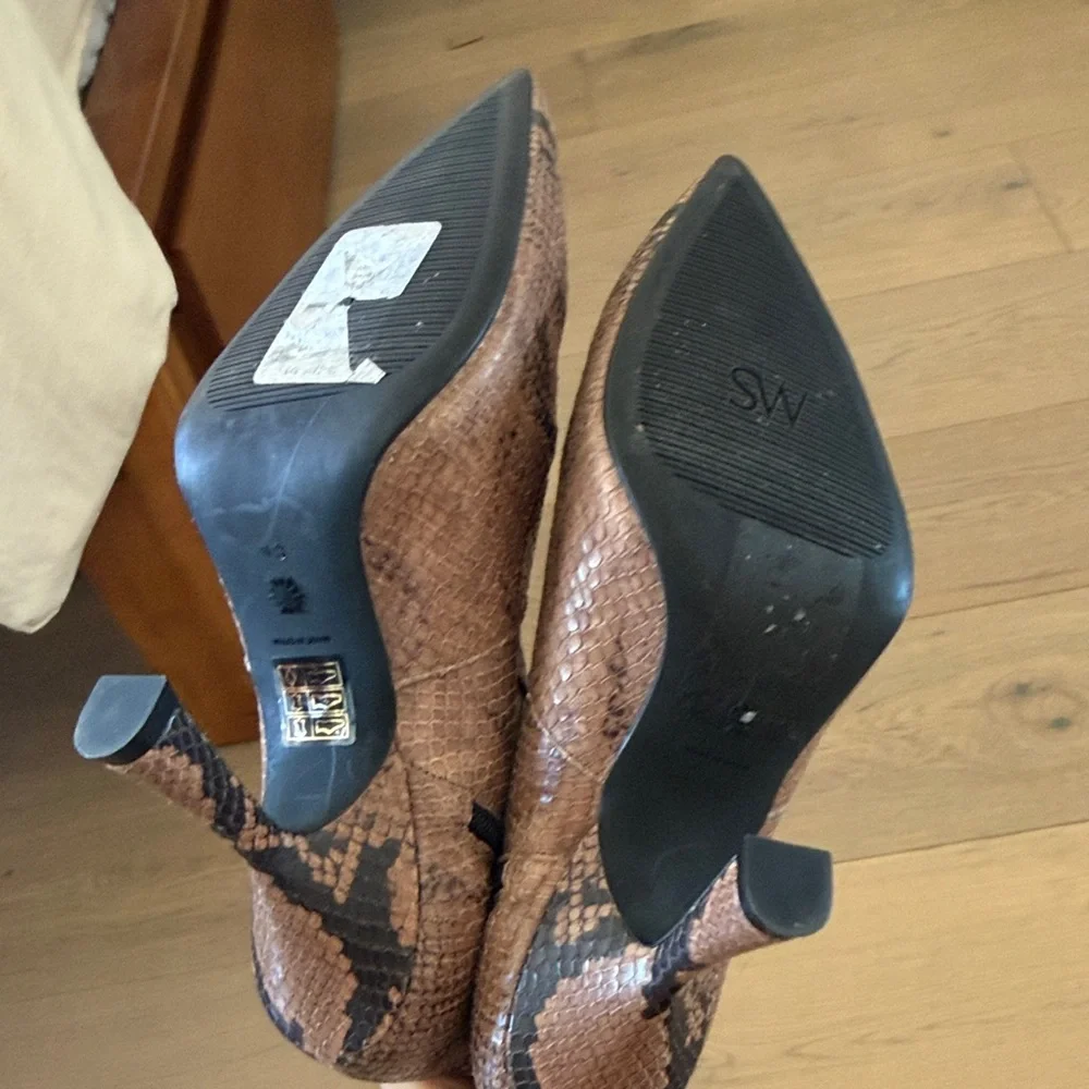 Stuart Weitzman Melena Pointed Toe Ankle Booties in Snake